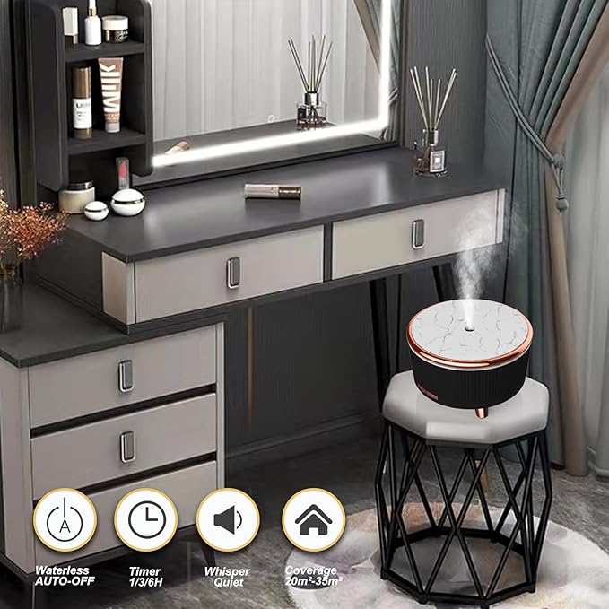 Diffusers for Essential Oils Large Room, 500ml Aromatherapy Diffuser Cool Mist Humidifier with Remote Control,7 Colors Lights & 4 Mist Mode Waterless Auto Off for Women Office Home