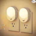 JandCase LED Motion Sensor Night Light, 2 Pack, Motion Activated Sensor Night Lights Plug into Wall, 3000K Warm White, Dimmable Nightlight with Dusk to Dawn Sensor for Kids Bathroom Hallway Bedroom