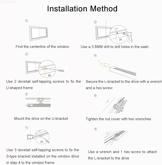 Chain Type Electric Window Opener for Greenhouse, 24V Smart Automatic Window Opener 300mm-1000mm Stroke, Small Size, Beautiful Installation, Single Chain Window Actuator(900mm)