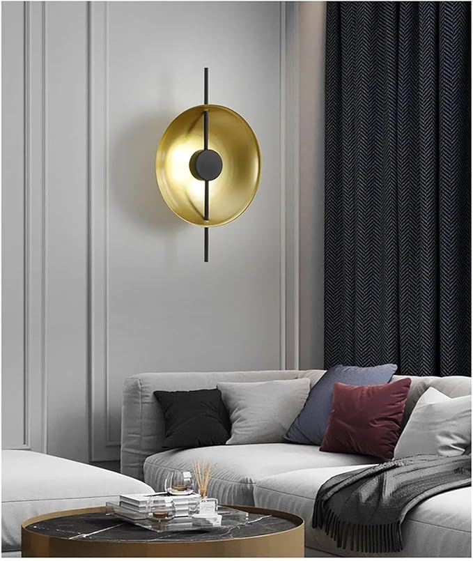 Modern Minimalist Living Room Background Round Creative Bedroom Bedside Designer Villa Hotel Led Lighting,Elegant (Gold)