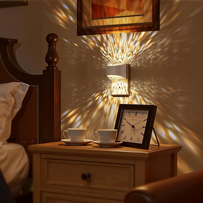 Briignite Night Light, Night Lights Plug into Wall, LED Projector Night Light, Soft White, Dimmable Brightness Dusk to Dawn Nightlight for Kids, Nursery, Bathroom, Home Decor, Gaming Room, 2 Pack