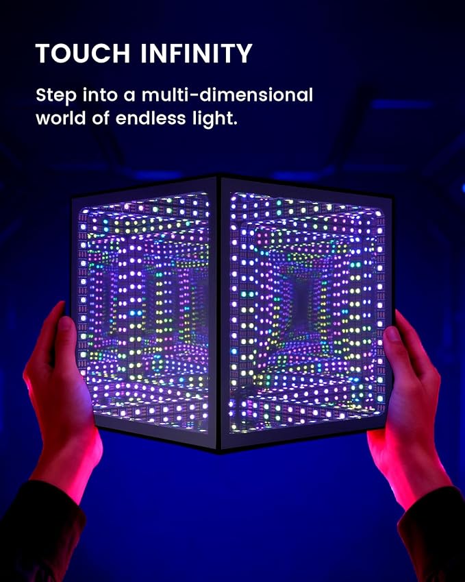 Infinity Hyper Cube LED Light Multicolor Desk Night Light with USB Controller and Stand (6 Inch)