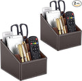 TV Remote Control Holder with 3 Compartments, Storage Rack, Storage Box, Media Accessory Storage, Desk Organizers (Brown(2 pieces))
