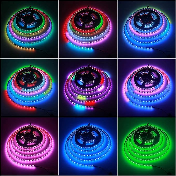 ALITOVE WS2811 Dream Color RGB LED Strip Lights Bluetooth App Control, 16.4ft 300 LEDs Addressable LED Light Strip with Bluetooth Controller and 12V Power Supply kit,120 Color Modes