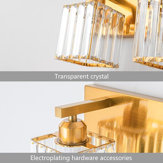 19.5" KnurledBrassWallSconcesSetof2,BronzeBathroomVanityLightFixtureswithWaterRipplesGlassTube,ModernLampforBedroom,LivingRoom,Hallway,Staise,Mirror,Kitchen