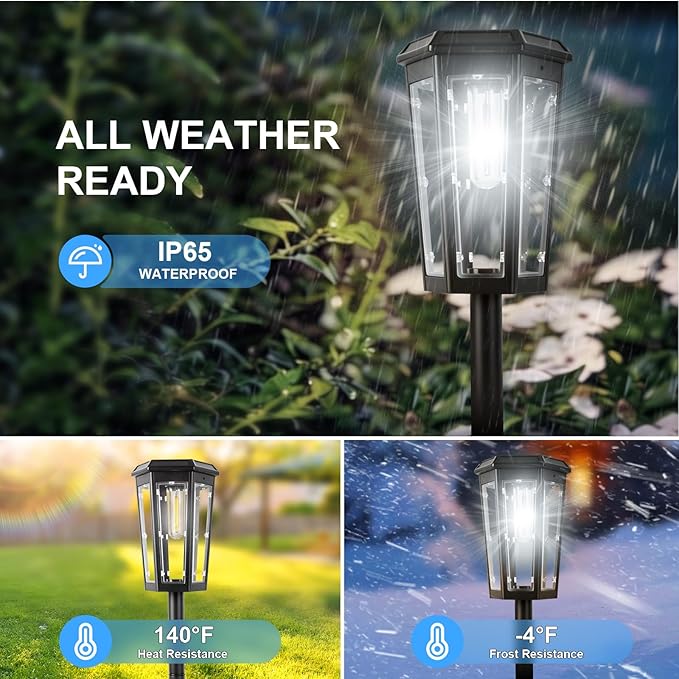 echosari Solar Pathway Lights Outdoor, 8 Pack Solar Powered Garden Lights Waterproof IP65, Auto On/Off, Solar Driveway Landscape Lights for Yard Path Landscape Walkway Lawn (Cool White)