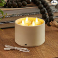 Luminara Flameless Tealights Rechargeable LED Set of 4 1.5" x 2.1", Battery Operated Moving Flame w/USB Charging Base, Indoor Safe Decorative Lights