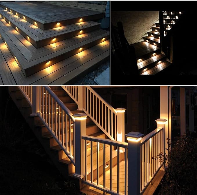 LED Step Lights Low Voltage IP65 Waterproof Recessed LED Deck Lighting, Half Moon F1.38 Yard Garden Patio Step Landscape Pathway Decoration Lamps(20pcs,Warm White)
