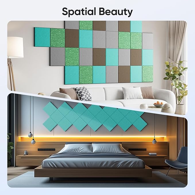 12 Pack 12" X 12" X 0.4" Acoustic Panels for Wall Sound Absorbing, Square Self-Adhesive Sound Panel, High Density Suitable for Multiple Scenarios(Viking Blue)