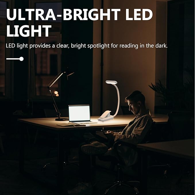 Adjustable LED Touch Desk Lamp with Clamp Base Eye Protection Reading Light for Bedroom and Study Compact and Portable Bedside Lamp for Home Office Use