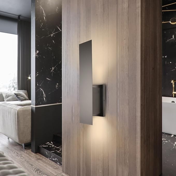 Indoor Wall Sconces, Modern Wall Lights, Up and Down Wall Mount Light, Dimmable Hardwired Wall Light for Bedroom, Living Room, Hallway, GU10 Bulbs Excluded, 2 Pack (Matt Black)