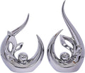 2 PCS Silver Decor Accent Ceramic Statue Abstract Sculptures Centerpieces Mid Century Modern Decor for Tables Coffee Table top Decorations for Living Room Desktop Shelf Dining Room Kitchen