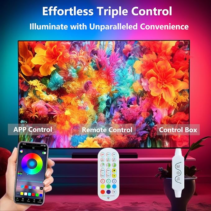 WS2812b LED Strip Ket Individually Addressable LED Strip 9.8FT 30Pixels/m,Smart LED Lights,Bluetooth APP Remote Control Music Sync, USB 5V for Room Home TV Party Decoration
