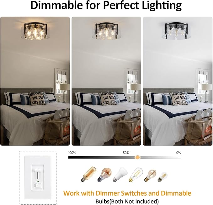 Black Flush Mount Ceiling Light Fixture, 4-Light Modern Entryway Light Fixture Ceiling Mount, Close to Ceiling Light Fixtures, Kitchen Lighting Fixtures Ceiling Lights for Bedroom Bathroom Hallway