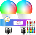ILC Color Changing LED Light Bulb, 120 Colors, 2700K Warm White, 70 Watt Equivalent, DIY Strobe, RGB with Remote Control, LED 10W A19 E26 Screw (Pack of 2)