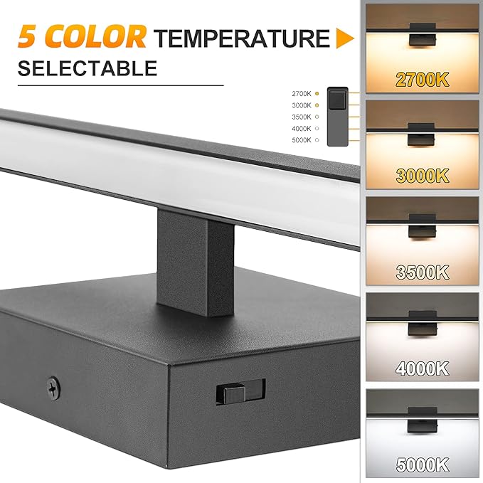 NIORSUN 23.6 inch Black Bathroom Vanity Light,14W 5CCT Dimmable LED Bathroom Lighting Fixtures Over Mirror, Modern Vanity Lights for Bathrooms Restroom Mirror- ETL Certified
