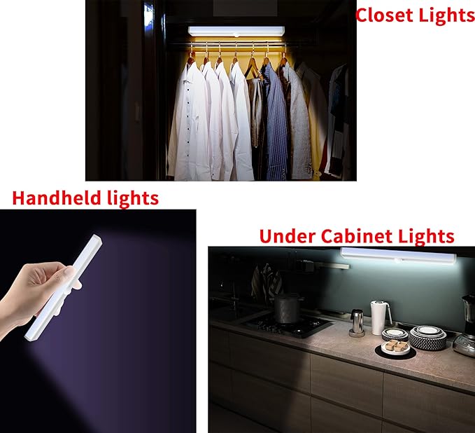 Led Closet Light, Motion Sensor Sensored Activated Under Cabinet Lights, Wireless Stick on Magnetic Under Counter Lights for Kitchen Indoor in Cabinets Undercabinet Battery Powered