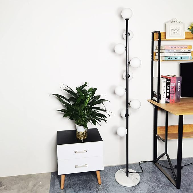 Hsyile Modern Creative Black Floor Lamp for Living Room,Bedroom,Office,Globe High Pole Standing Lamp, Tree Lamp,9 Bulbs Included