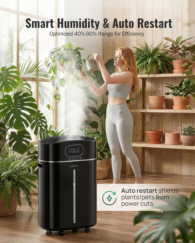 4.2Gal/16L Cool and Warm Mist Humidifier Large Room, Auto Restart Humidifiers for Home 1500 sqft, Air Humidifiers for Bedroom with Diffuser & Flame Light, Whole House Humidifiers for Baby Plant, Black
