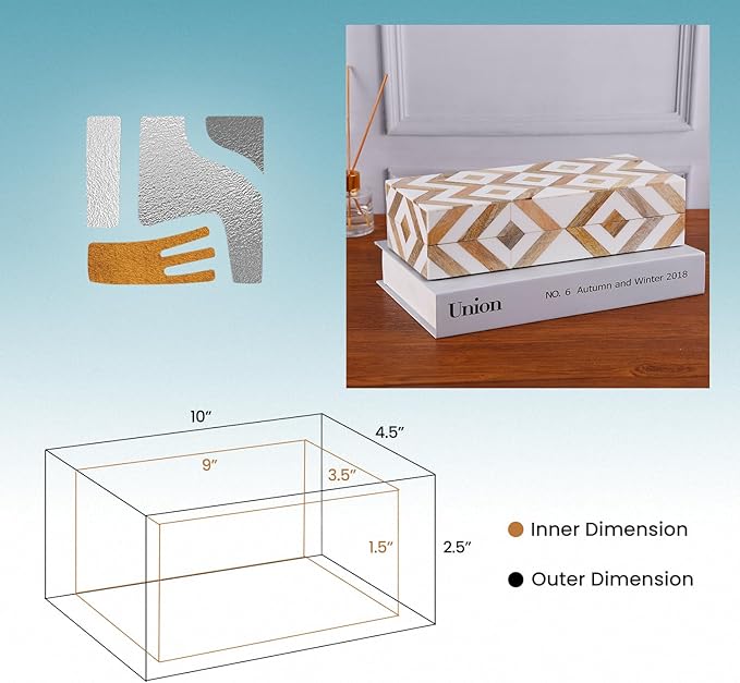 Handicrafts Home White Decorative Storage Box with Lid Wooden Coffee Table Storage Box Decorative Organizer for Living Room Decor – Resin Inlay Marquet Array Collection- 10x4.5x2.5