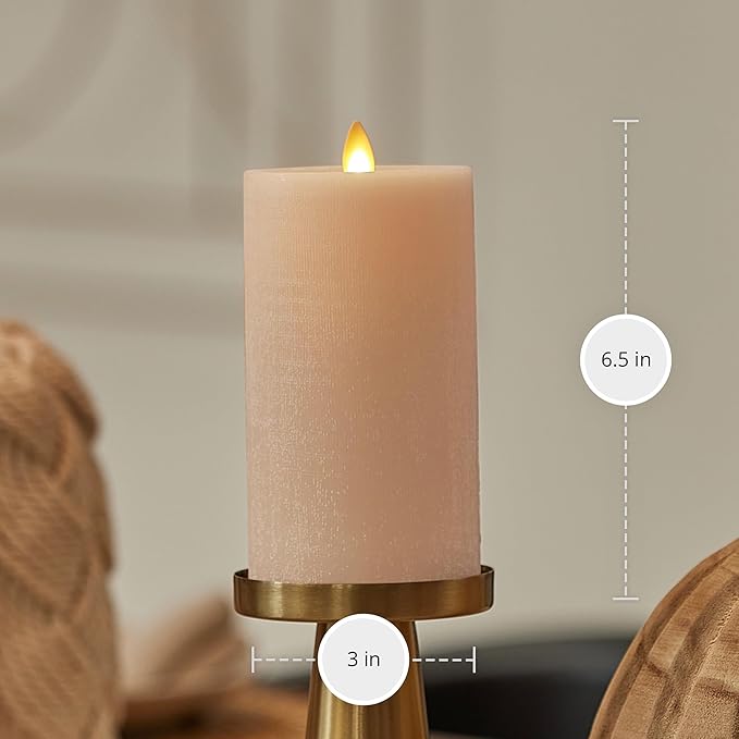 Luminara - Flameless LED Battery Operated Flickering Pillar Candles - Irish Cream - Pack of 1-3x6.5 - Realistic Moving Flame Real Wax Indoor/Outdoor