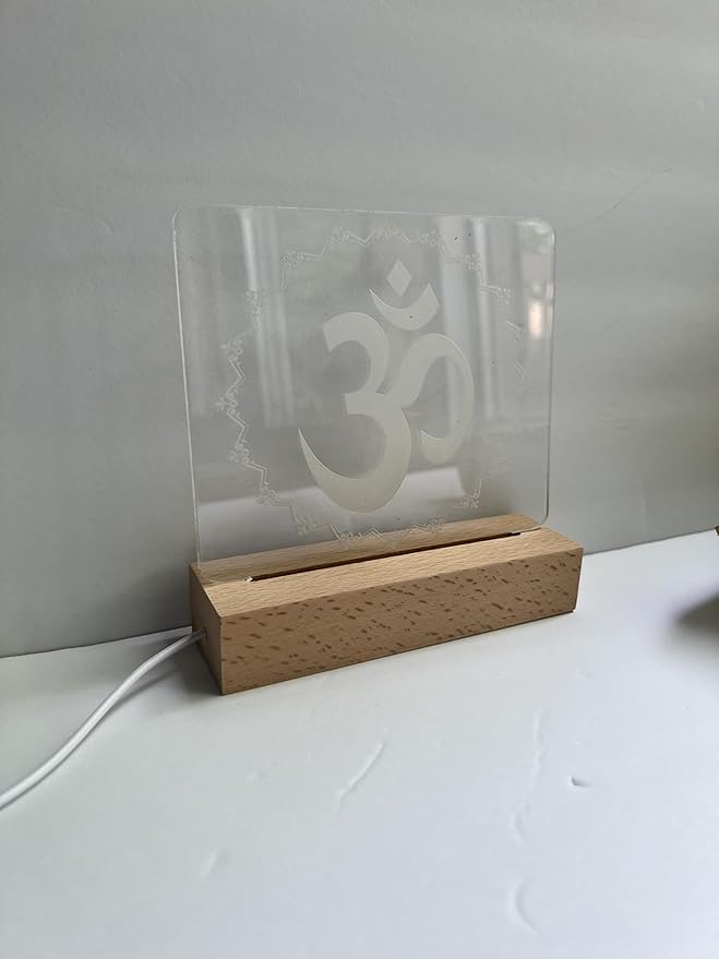 Decorative Om Lamp - LED Hindu Spiritual Table Lamp with 3D Effect, Ambient Light for Meditation, Yoga, and Home Decor