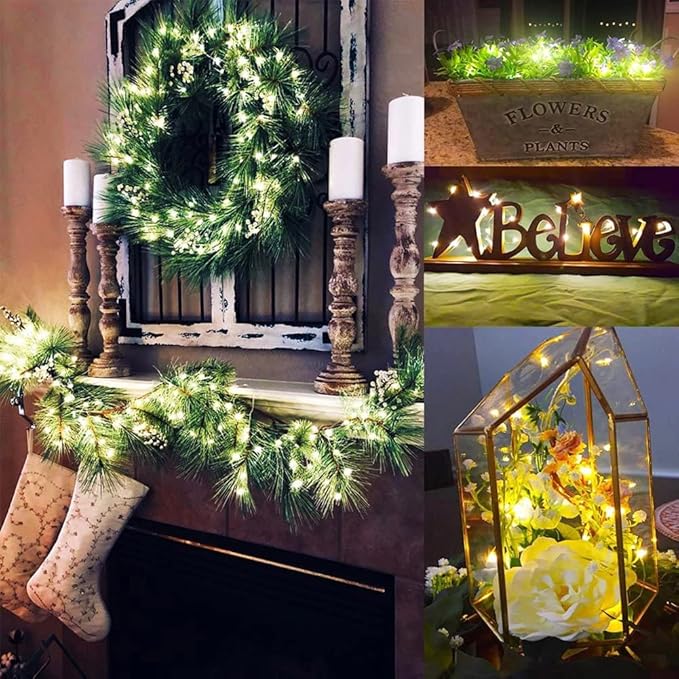 12 Pack Fairy Lights Battery Operated String Lights，7FT 20LED Waterproof Silver Wire Christmas Lights Outdoor,Firefly Mini Lights for Bedroom Party Birthday Wedding Indoor Decorations.