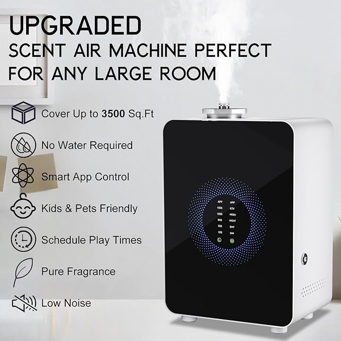 HVAC Scent Diffuser Cover Up to 3500 Sq. Ft, Best Hotel Scent Diffuser with Power Cold Air Technology, Scent Air Machine for Home, Commercial Waterless Aromatherapy Diffuser for Large Room - White