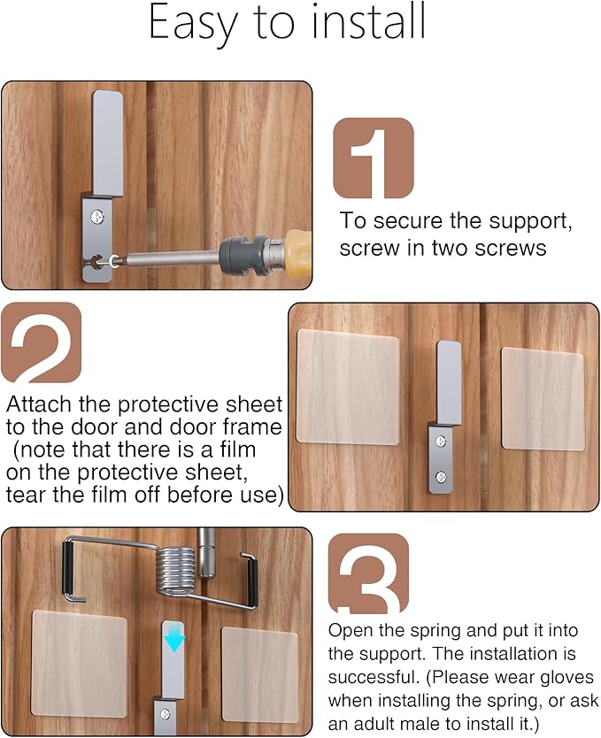 Spring Automatic Door Closer, Door Closer for Home, Screen Door，Household, no Need to Remove Door Hinges