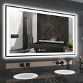 60x36 LED Mirror for Bathroom - Black Aluminum Framed (Front and Backlit),Anti-Fog Stepless 3 Colors Dimmable Lighted Smart Bathroom Mirror with Lights(Horizontal/Vertical)
