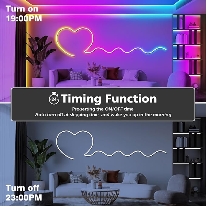 LETIANPAI 100Ft Neon Rope Lights,Flexible Led Rope Lights Control with App/Remote,Multiple Modes Music Sync Gaming RGB Led Neon Lights for Bedroom Outdoor (200FT/60M)