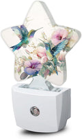 Hummingbird Bird Floral Night Lights Plug Into Wall,Vintage Flower Star Night Light for Kids,Nightlight with Dusk to Dawn Smart Sensor for Bedroom Bathroom Decor,Children Women Men Gift
