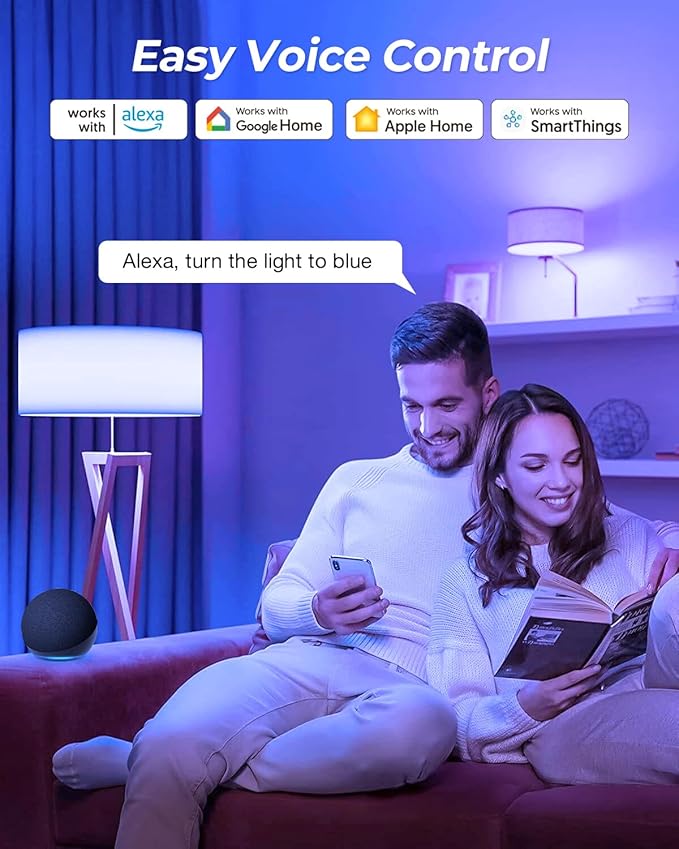 Matter E12 Candelabra Smart Bulb - No Dedicated App Needed, Compatible with Apple Home, Alexa & Google. RGBCW Color & Tunable White for Bedroom Lamps, Living Room & Home Office Lighting(2 Pack)