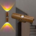 Rechargeable Smart LED Motion Sensor Ambient Light, Punch-Free Color Changing Motion Sensor Light for Stairs, Wardrobe, Cabinet (1Pc,Wood, 7-Color Changing)
