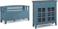 SIMPLIHOME Acadian Solid Wood 48 inch Wide Storage Bench that Seats 2 and 36 inch Wide Storage Cabinet in Distressed Coastal Blue for the Living Room, Entryway, and Family Room, Transitional Style