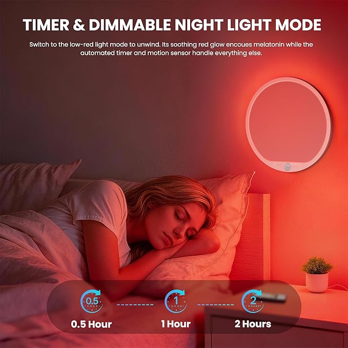 KINDEEP Bedroom Ceiling Light with Night Light: 12 Inch 10000mAh Rechargeable Ceiling Light with Remote, Dimmable 3 Colors & RGB, Wireless Motion Sensor Ceiling Lamp for Bedroom, Hallway, 1 Pack