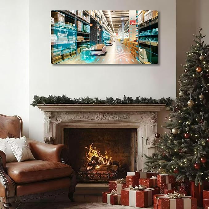Wibinuki Wall Art Wall Decor Wall Paintings Warehouse management automed robotics,Warehousing and for Living Room Bedroom Bathroom Home Decor Can Be Hung Directly 20"x 40"