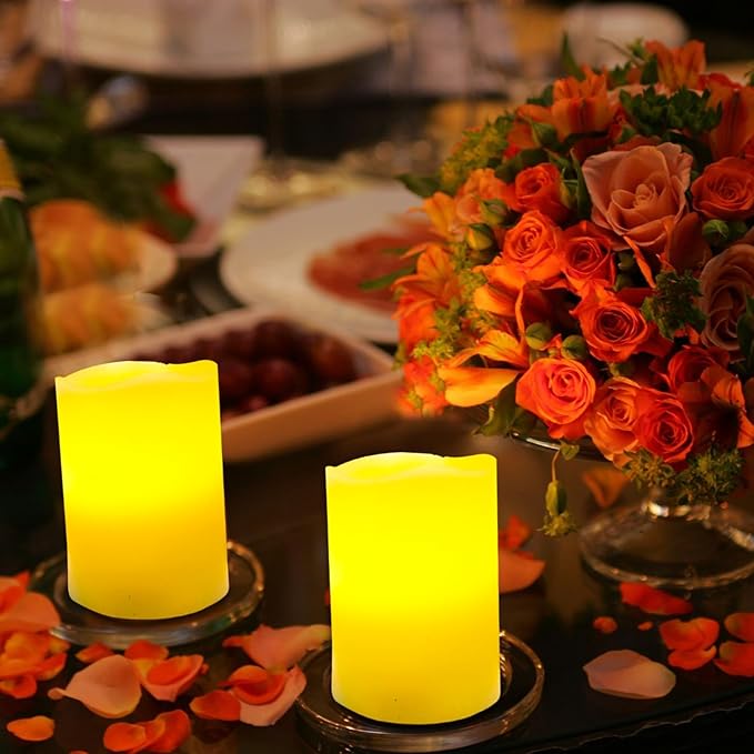 LED Flickering Flameless Candles with Color Changing, Remote Control and Auto-Off Timer, 100 Hours Working Time, Battery-Operated.Multi-Color