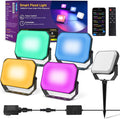 OUTON LED Flood Light Outdoor, 24W Smart RGBAICW Landscape Lighting with APP, Remote & Voice Control, 16 Million Colors, 2700K-6500K, IP65 Waterproof Uplights for Garden Party Stage, 4 Pack