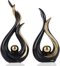 Black and Gold Abstract Ceramic Sculptures 2 Set,Modern Home Decor Dining Table Objects,Ceramic Art Statue for Coffee Table, Shelf, Dining Room, Kitchen, Tv Stand, Entryway Or Desktop Display