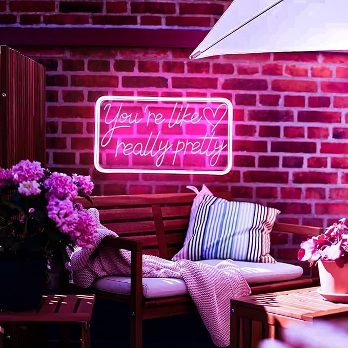 You are Like Really Pretty LED Neon Sign for Wall Decor USB Adjustable Brightness Living Room Bars Barbers Pub Wedding Party SalonHalloween Christmas Birthday Art Wall Decor