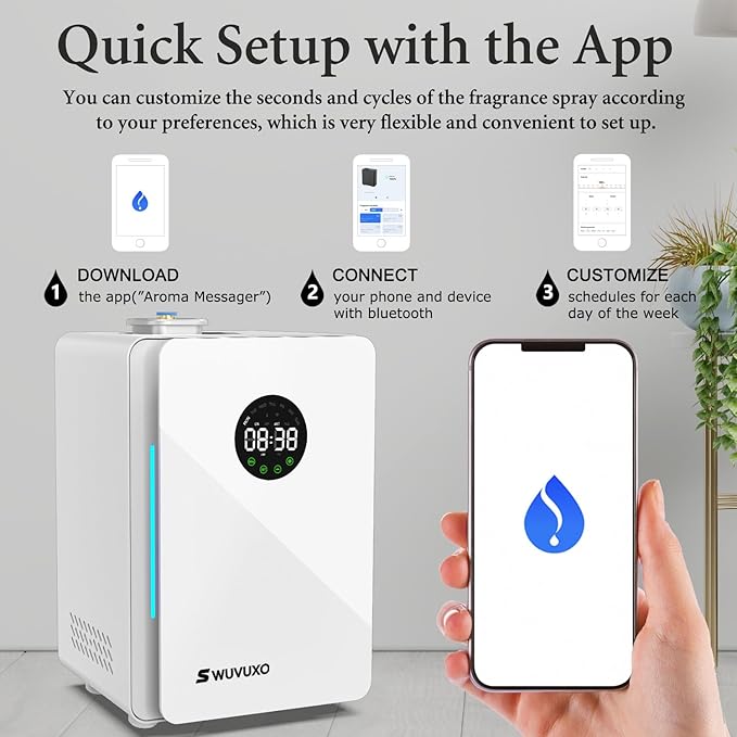 Hotel Scent Diffuser with Power Cold Air Technology, HVAC Scent Diffuser Cover Up to 3000 Sq. Ft, Aroma Scent Air Machine for Home | Commercial Waterless Aromatherapy Diffuser for Large Room - White
