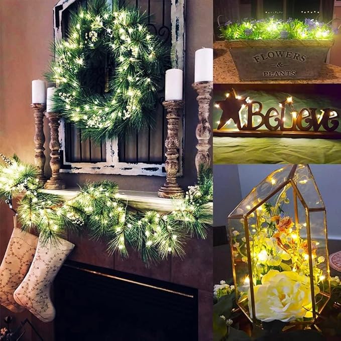 24 Pack Fairy Lights Battery Operated String Lights，7FT 20LED Waterproof Silver Wire Christmas Lights Outdoor,Firefly Mini Lights for Bedroom Party Birthday Wedding Indoor Decorations.