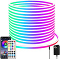 65.6FT Neon Rope Light,IP65 Waterproof RGB LED Strip Lights,Neon LED Lights with 40 Key Remote and APP Control for DIY Design,Multiple Modes for Bedroom,Holiday Decor（with Snap &Screws）
