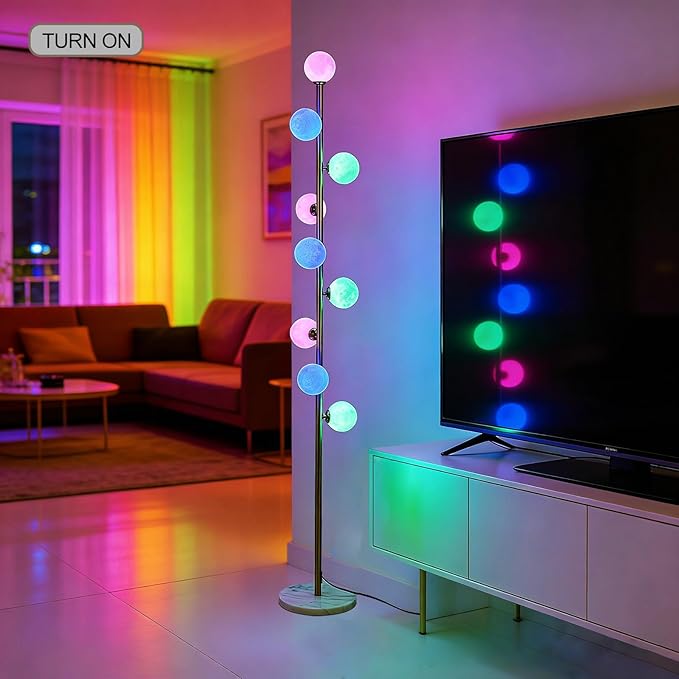 Hsyile Modern Creative Floor Lamp for Living Room,Bedroom,Office,Globe High Pole Standing Lamp, Tree Lamp (Brass)