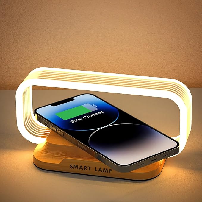 Bedside Table Lamp Wireless Charger, Touch Nightstand Lamp with USB Port Desk Lamp with Modern LED Light Dimmable for Bedroom, Living Room, Office, 3 Way Touch Control Stepless Dimming