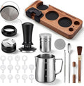28-Piece 51mm Espresso Accessories Kit, Espresso Machine Tools with Wood Tamping Station, Tamper, Distributor, WDT Tool, Dosing Funnel, Milk Frothing Pitcher & Latte Art Set