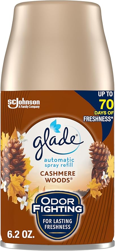 Glade Automatic Spray Refill, Air Freshener for Home and Bathroom, Cashmere Woods, 6.2 Oz