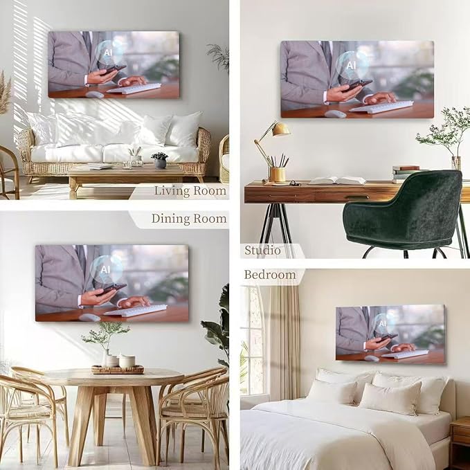 Wibinuki Wall Art Wall Decor Wall Paintings Businessman Leveraging AI Enhanced Office Productivity and for Living Room Bedroom Bathroom Home Decor Can Be Hung Directly 20"x 40"