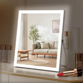 Vanity Mirror with Lights,10"x12" Lighted Makeup Mirror with 3 Color Modes & Dimmable, 360° Rotation Desk Mirror, Dual Power Supply, Smart Touch Control with Settings Memory (White)